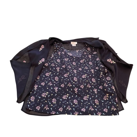 Tradition Vintage Navy Two Piece Blouse Set.Size Large-button up-Cami attached. - Picture 2 of 10